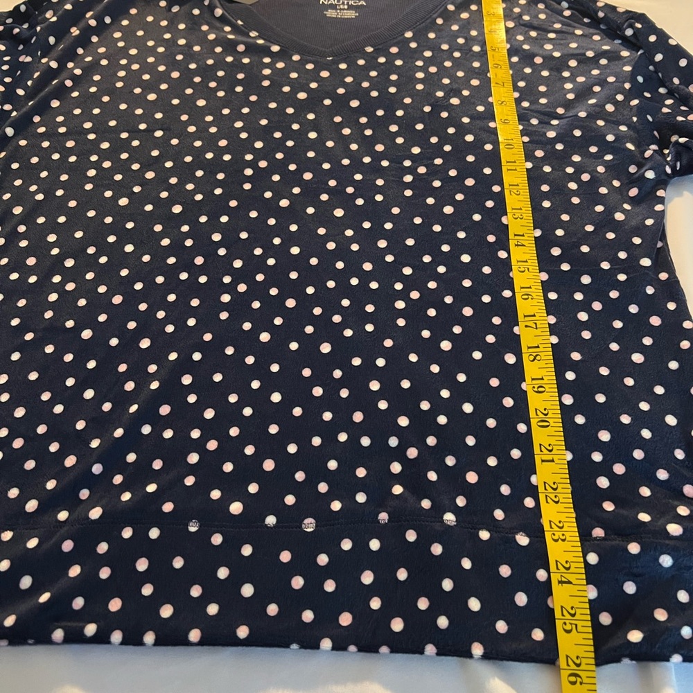 Nautica Two Piece Blue Pink Polka Dots Cozy Velour PJ Sleepwear Set Fall Winter - Picture 11 of 16